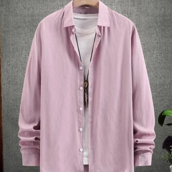 Pink Mens Button Up Shirt - Picture 2 of 5